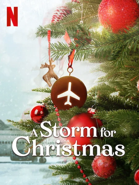 Serienposter mit Schriftzug. Im Vordergrund ein Tannenbaum mit Weihnachtskugeln. Im Hintergrund Flugzeuge im Schneegestöber.
