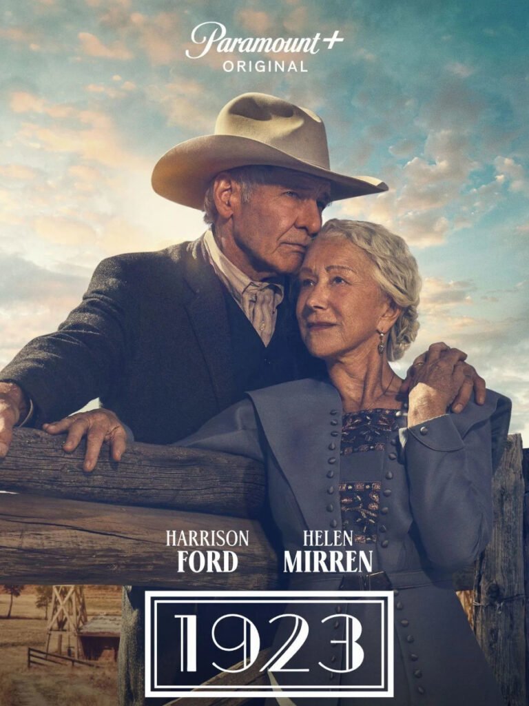 Serienposter mit Schriftzug. Ein Mann mit Cowboyhut und eine Frau stehen an einem Holzzaun. Er hat die Hand auf ihre Schulter gelegt.