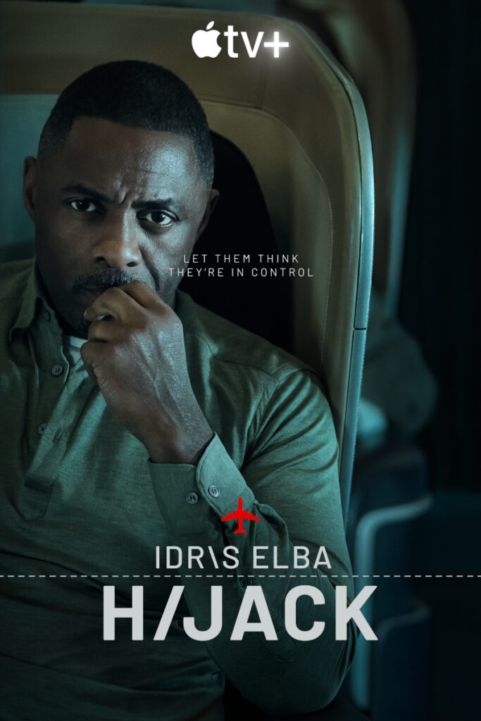 Serienposter mit Schriftzug. Ein Mann sitzt in einem Flugzeugsessel, die linke Hand vor dem Mund. Er schaut sehr ernst in die Kamera.