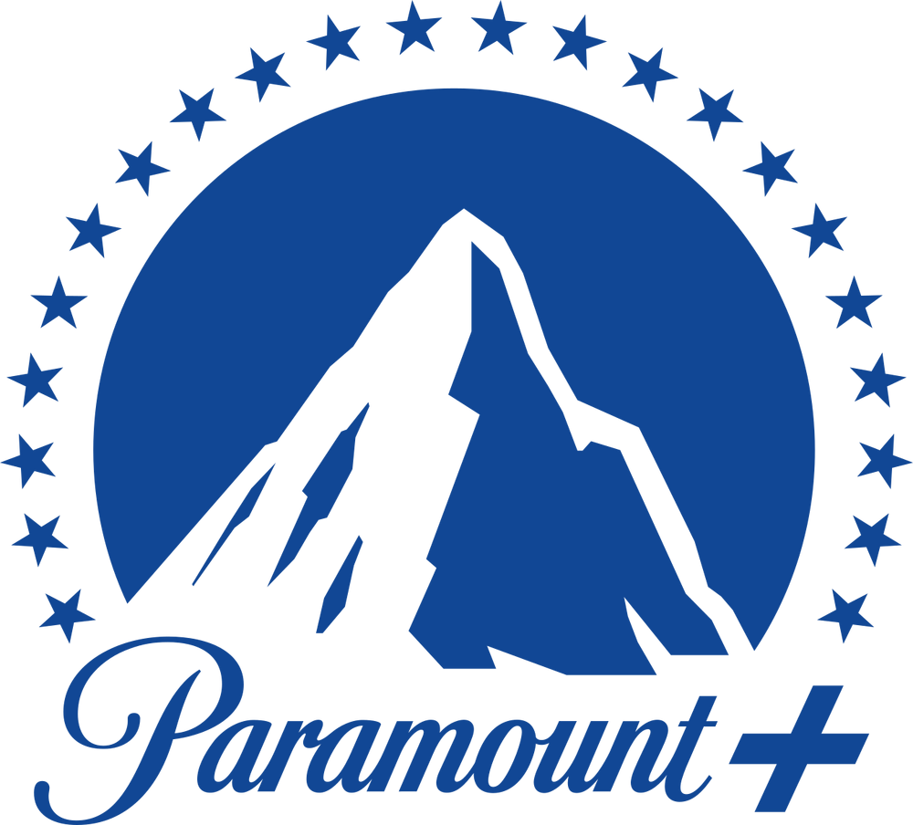 Logo mit Schriftzug Paramount+. Berg in einem Kreis. Darumherum Sterne.